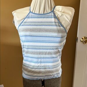 GAP Light Blue & White Striped Halter Tank Top